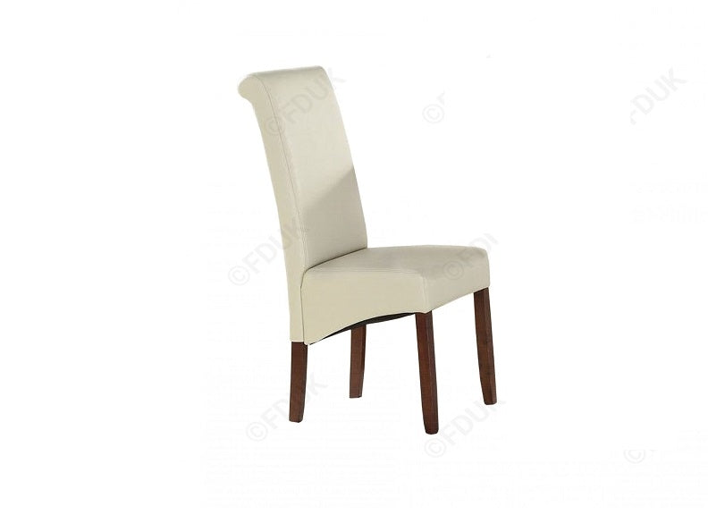 Sophie Faux Leather Acacia Leg Cream Chair