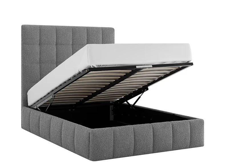 Chambly Grey Fabric Storage Bed - open