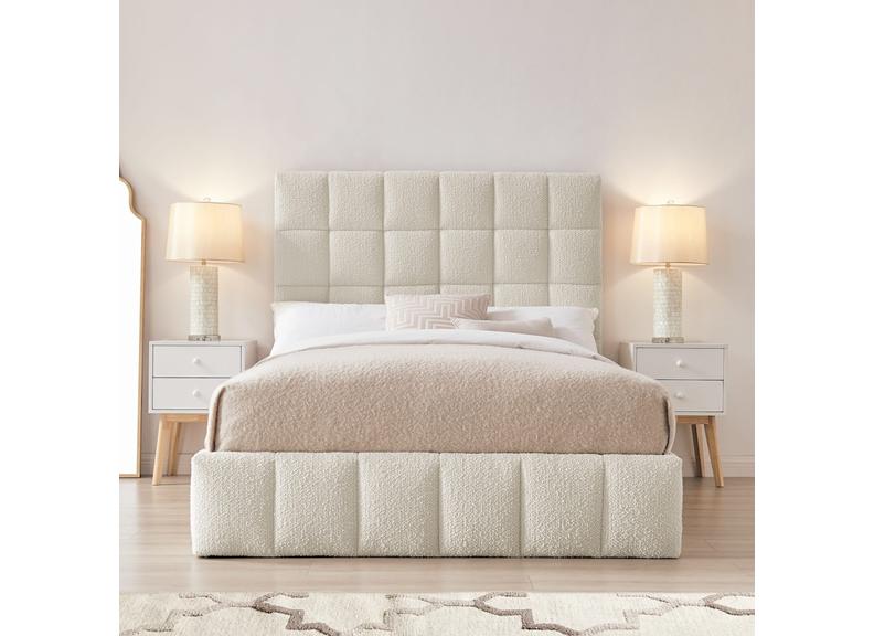 Chambly Ivory Fabric Storage Bed - end