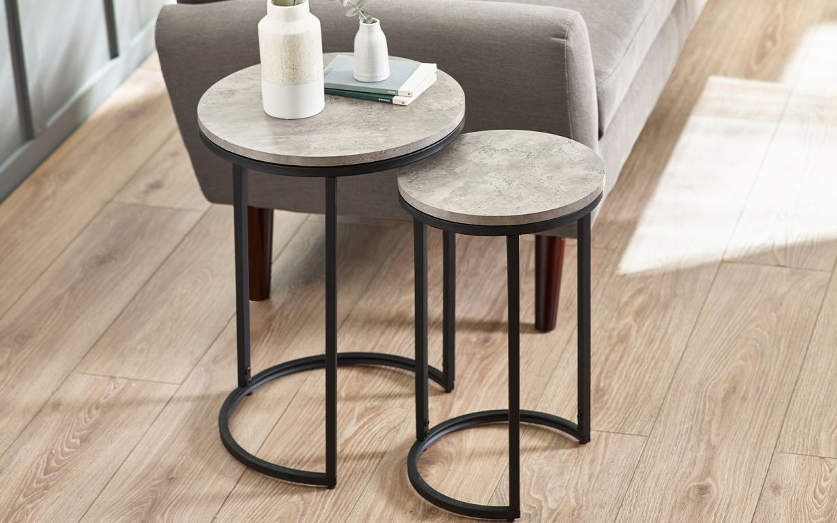 Staten Round Nesting Side Tables - Contemporary Industrial Design for Modern Living Spaces
