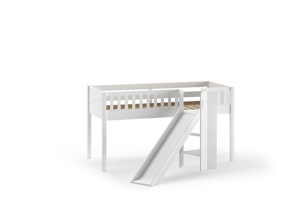 SCOTT Mid Sleeper Bed with Slide H115 cm 90 x 200 cm in White – Space-Saving Fun | Free Nationwide Delivery by Homeline Furniture
