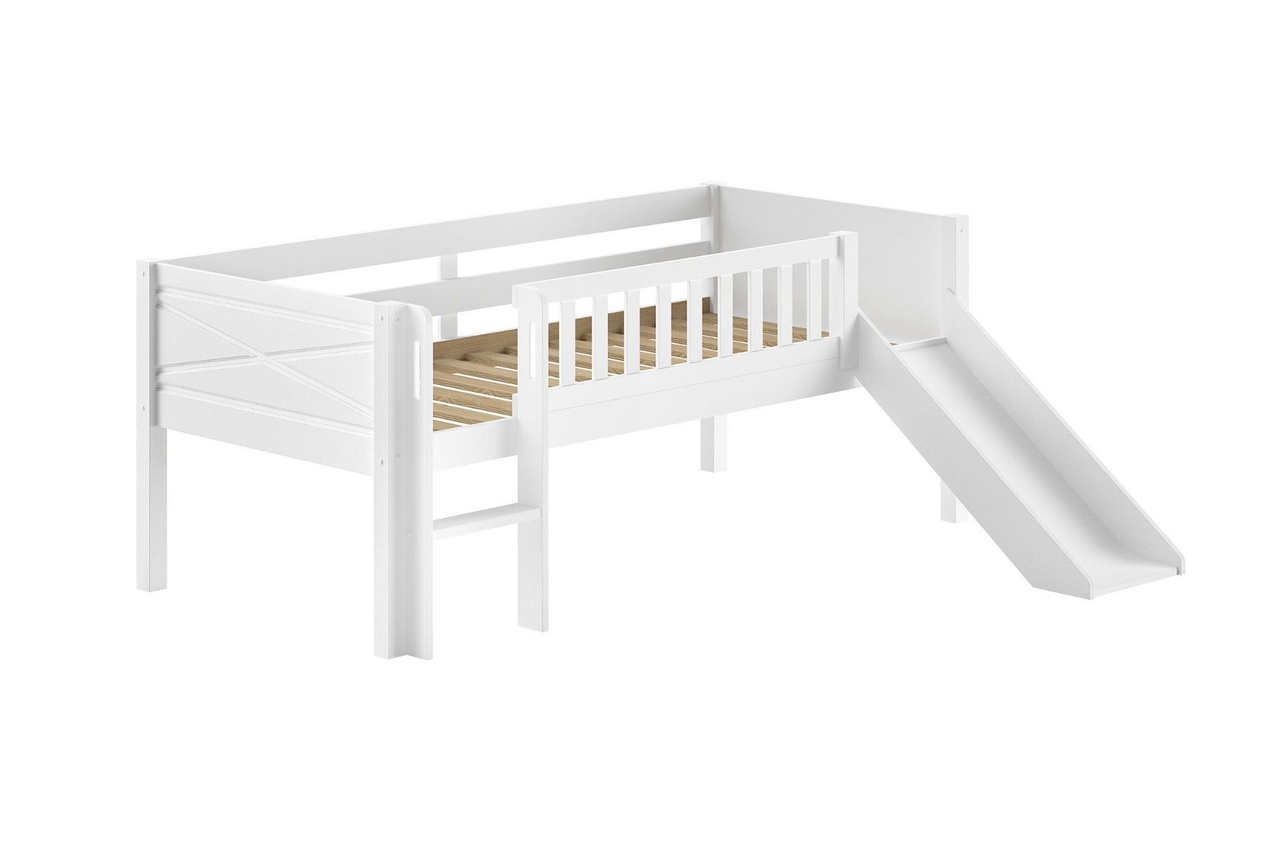 SCOTT Mid Sleeper Bed with Slide 90 x 200 cm in White – Playful and Space-Saving | Free Nationwide Delivery by Homeline Furniture