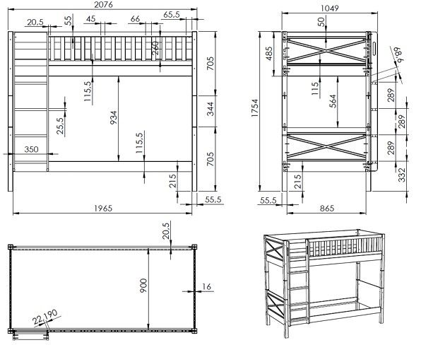 SCOTT Bunk Bed 90 x 200 cm in White – Solid Pine, Space-Saving Design | Free Nationwide Delivery by Homeline Furniture
