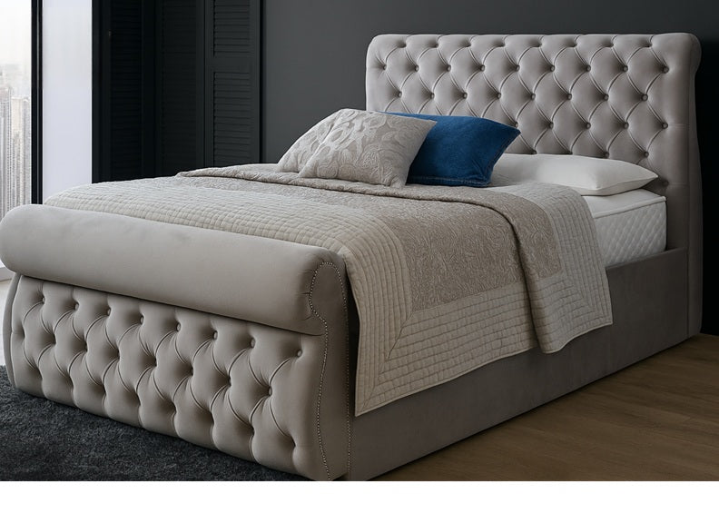 Swan 6 ft Upholstered Bed/Storage Bed – Luxury Upholstered Designer Bed Frame