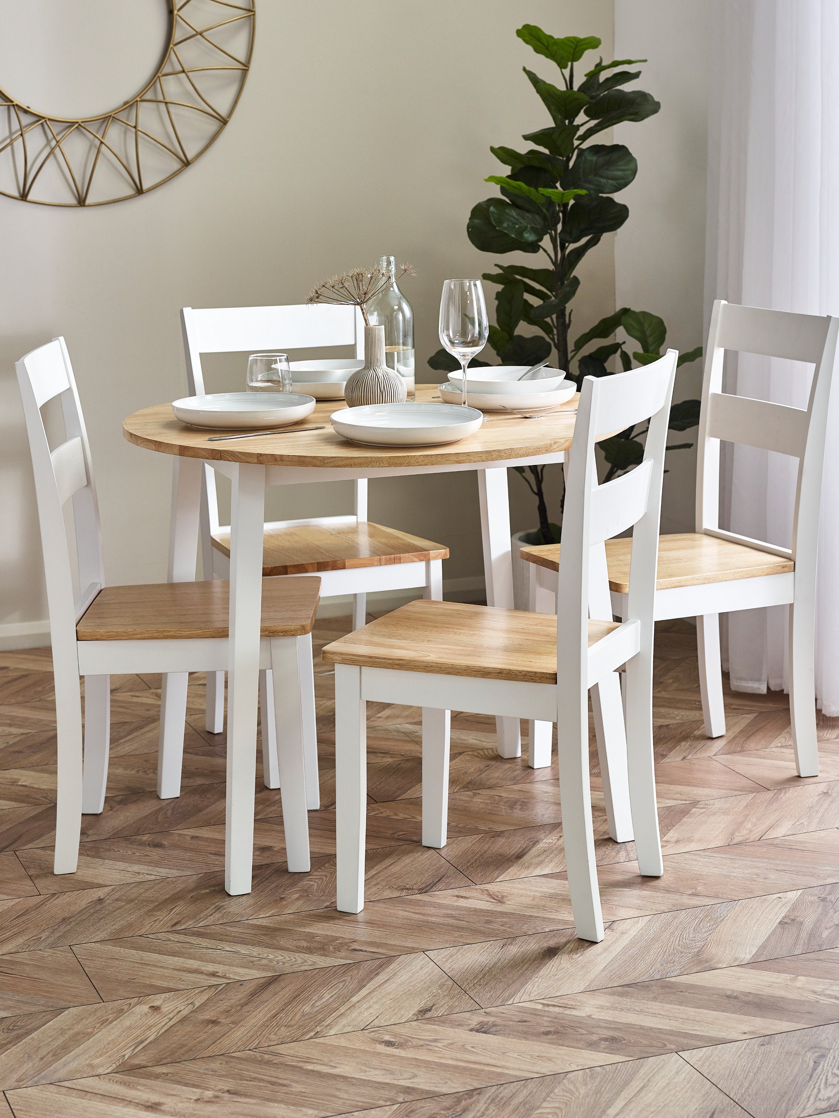 Linwood Set of 2 White and Natural Dining Chairs