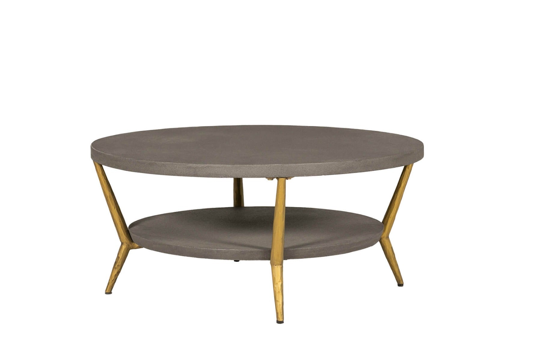 Tabitha Round Coffee Table in Grey – Industrial Chic Coffee Table with Hammered Metal Legs