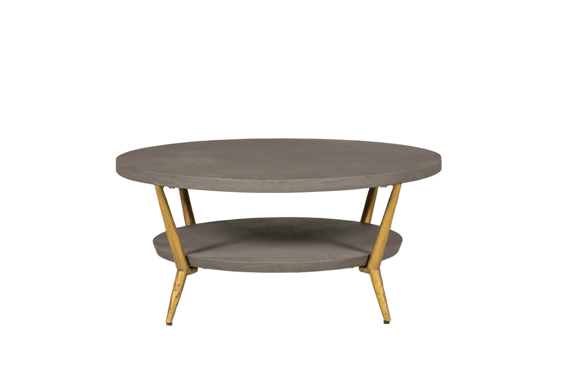 Tabitha Round Coffee Table in Grey – Industrial Chic Coffee Table with Hammered Metal Legs