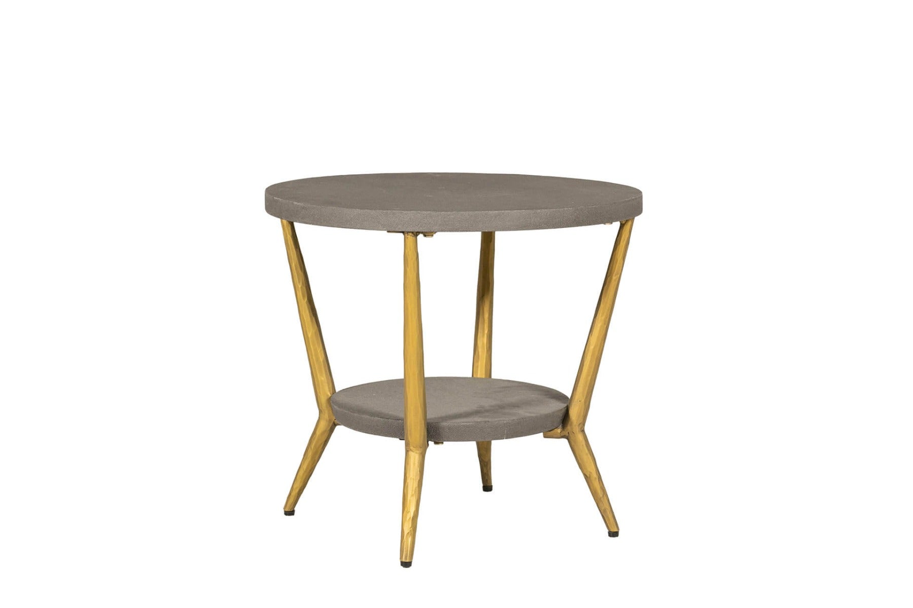 Tabitha Lamp Table in Grey – Industrial Chic Lamp Table with Hammered Metal Legs