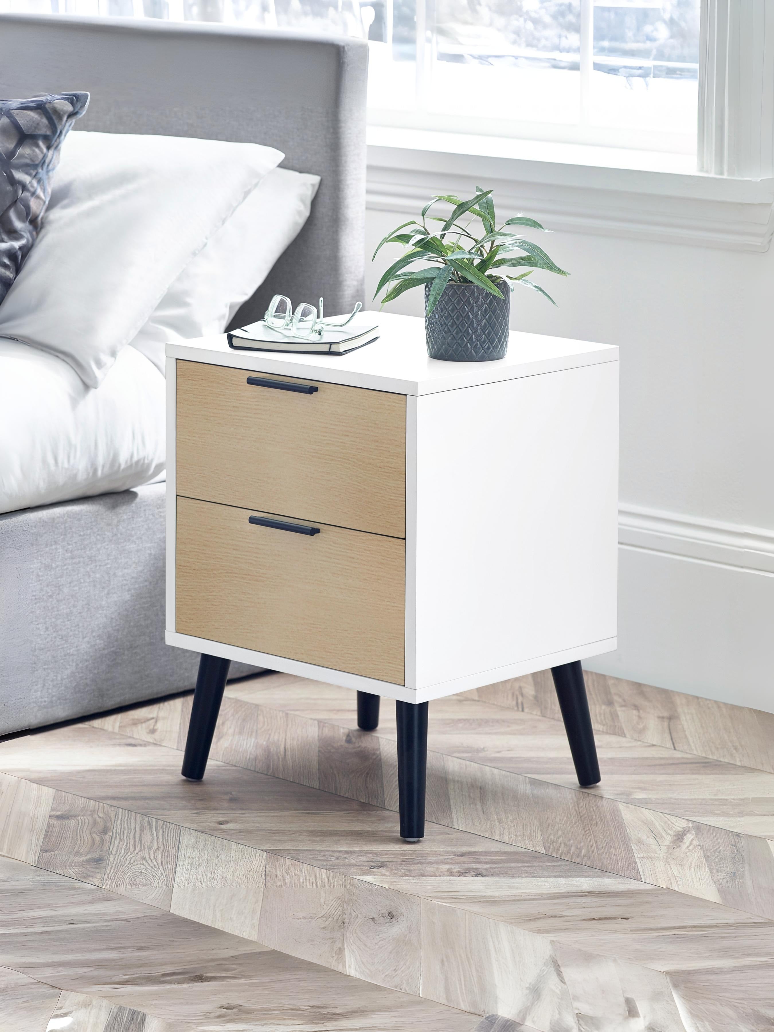 Alba 2 Drawer Bedside - White/Oak