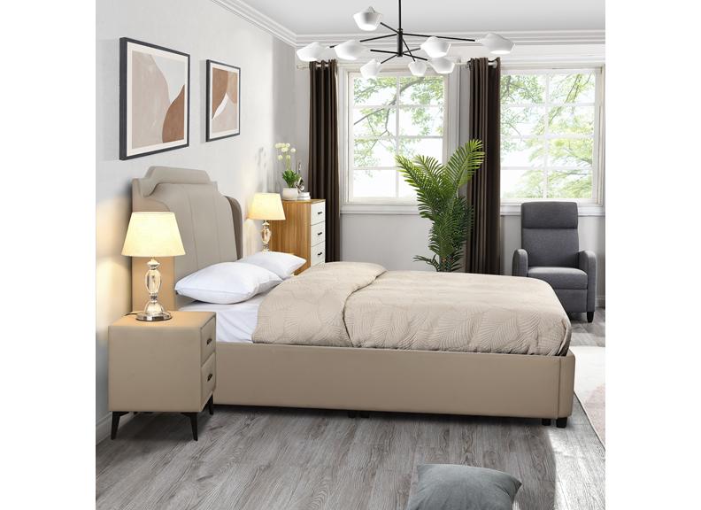 Tipperary Ottoman Bed – Beige Upholstered with Lift-Up Storage Compartment 4ft6