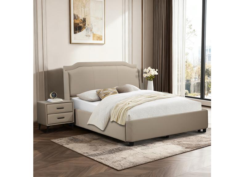 Tipperary Ottoman Bed – Beige Upholstered with Lift-Up Storage Compartment 4ft6