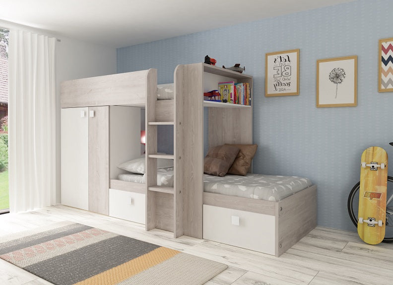 Trasman Barca White Bunk Bed with Furniture - Express Delivery Available