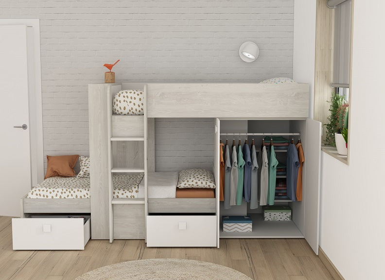 Trasman Barca White Bunk Bed with Furniture - Express Delivery Available