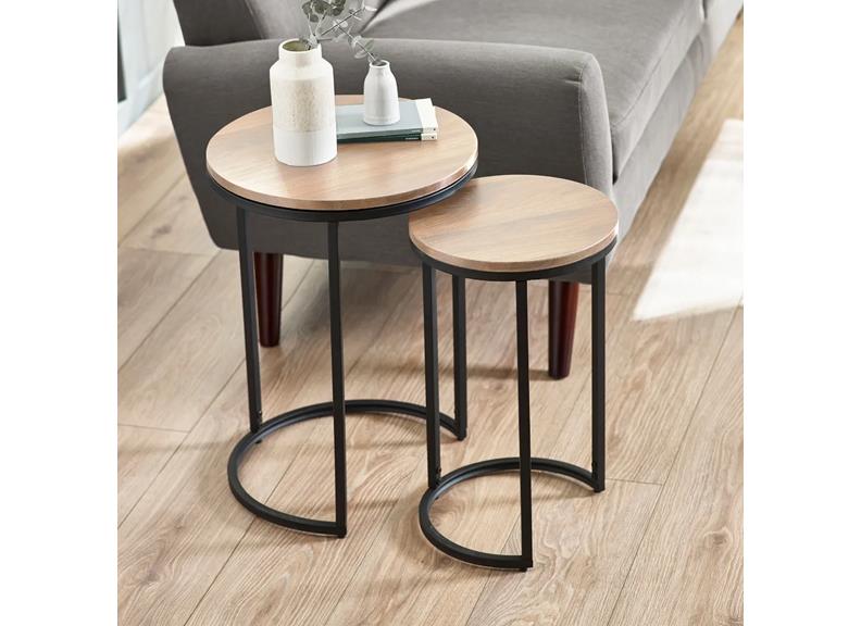 Tribeca Round Nested Tables - oak