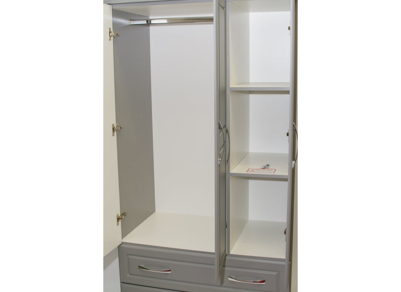 Tromso Dove Grey Three Door Mirrored Wardrobe