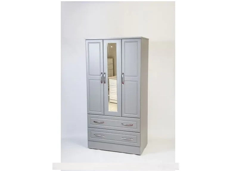 Tromso Dove Grey Three Door Mirrored Wardrobe