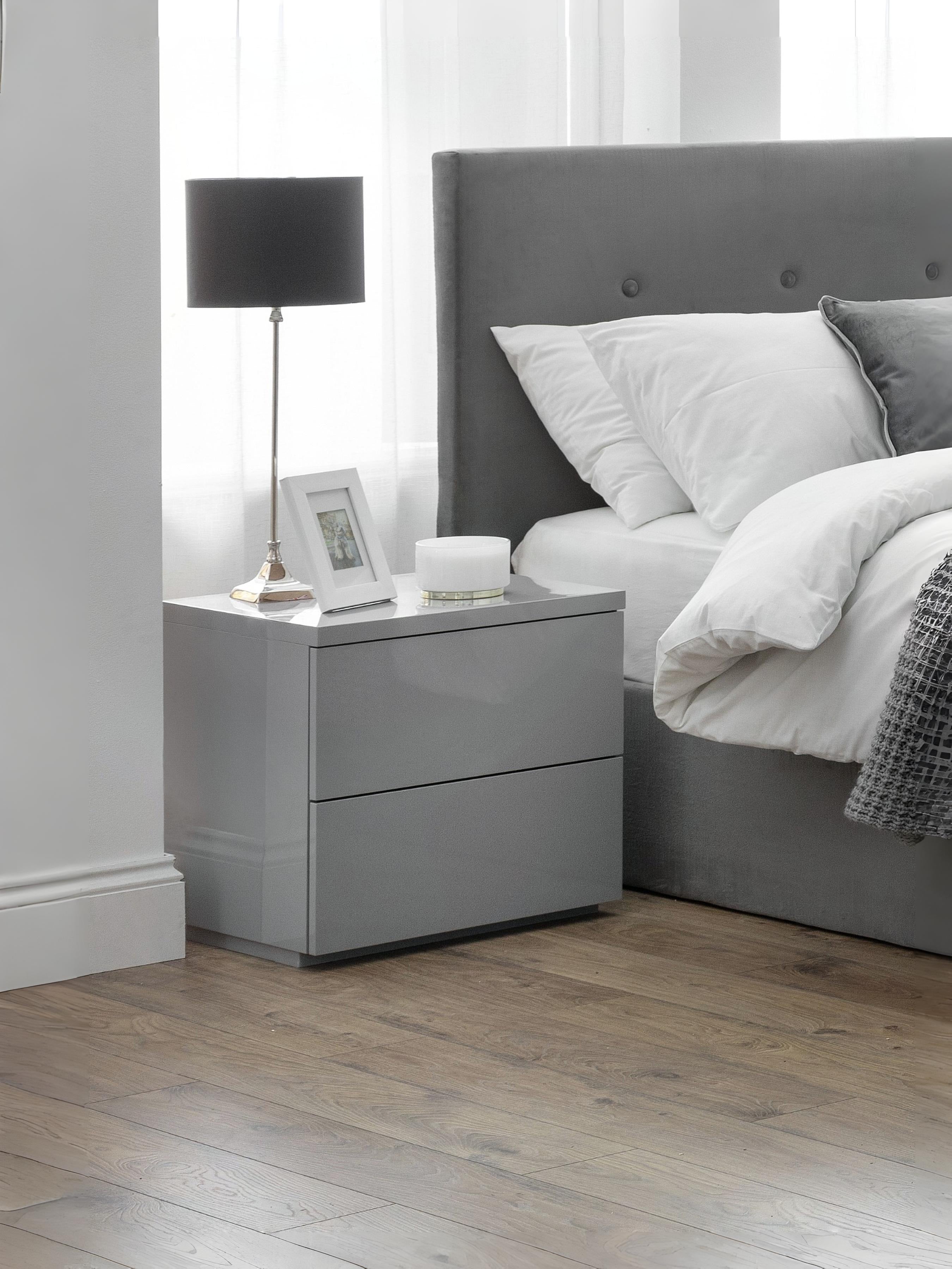 Monaco 2 Drw Bedside - Grey Gloss