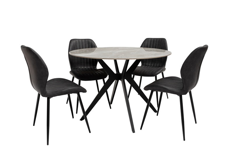 Tulsa Round Dining Table & Sheldon Dining Chairs