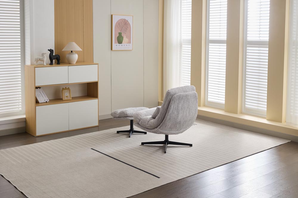 Turner Ash Grey Chair With Bolster Cushion & Stool