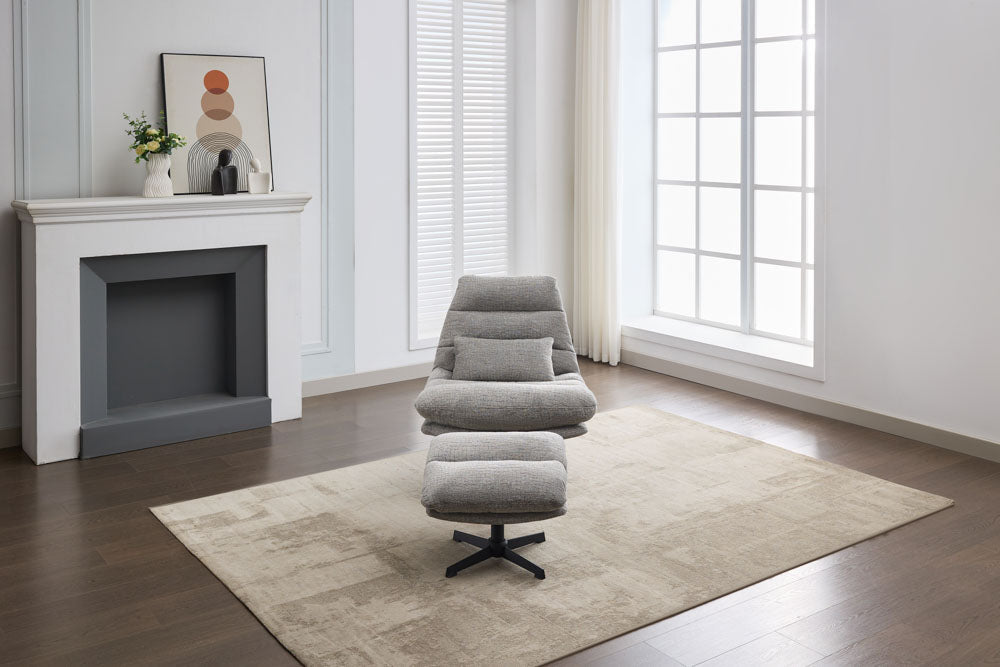 Turner Grey Chair With Bolster Cushion & Stool