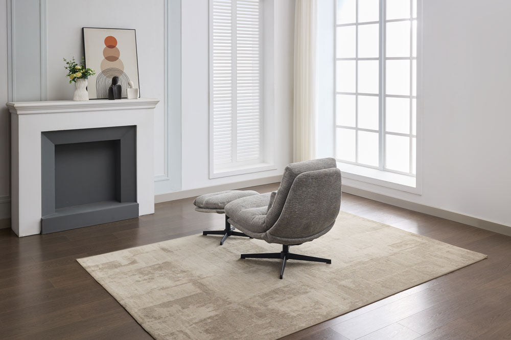 Turner Grey Chair With Bolster Cushion & Stool