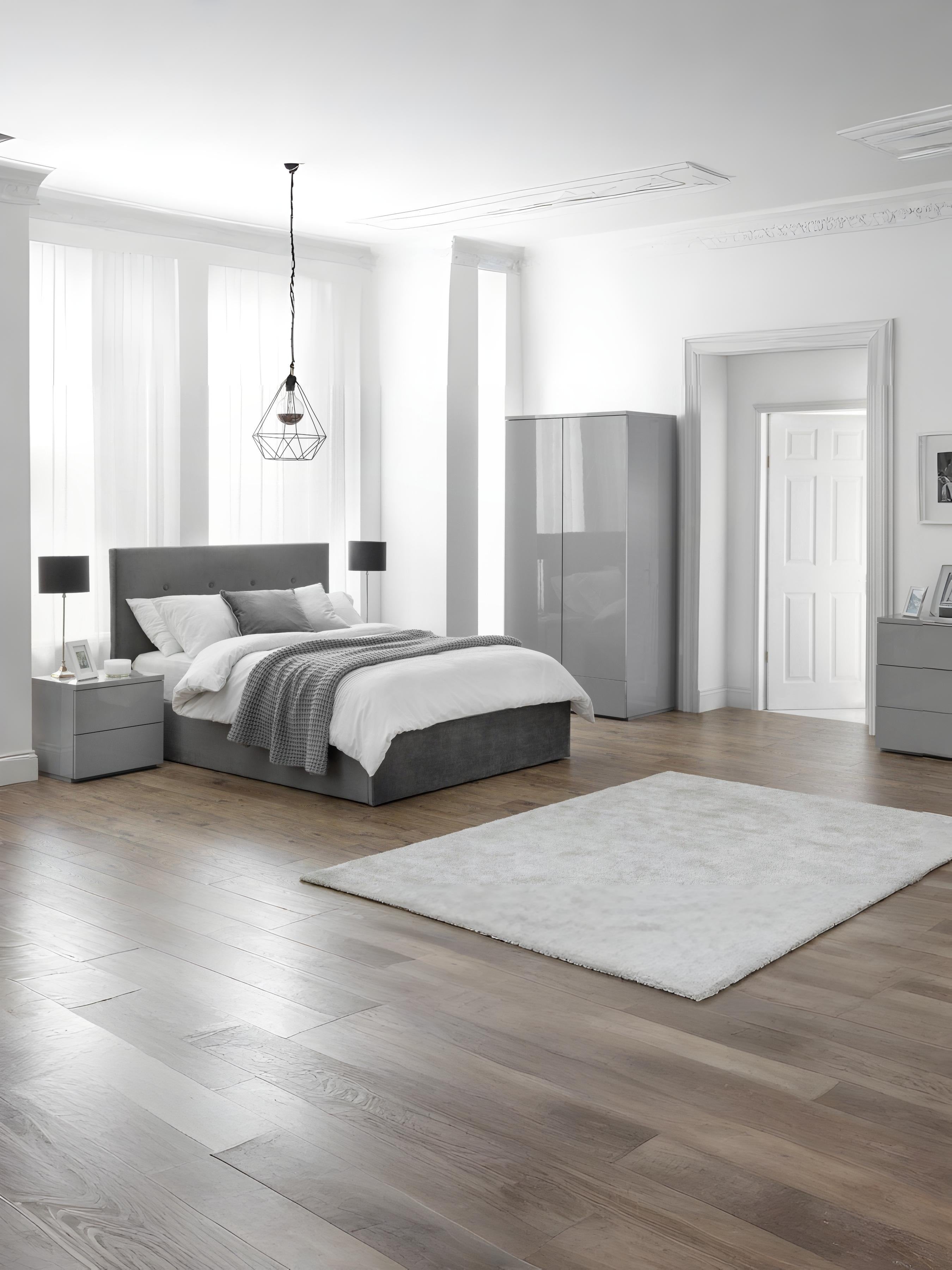 Monaco 2 Drw Bedside - Grey Gloss