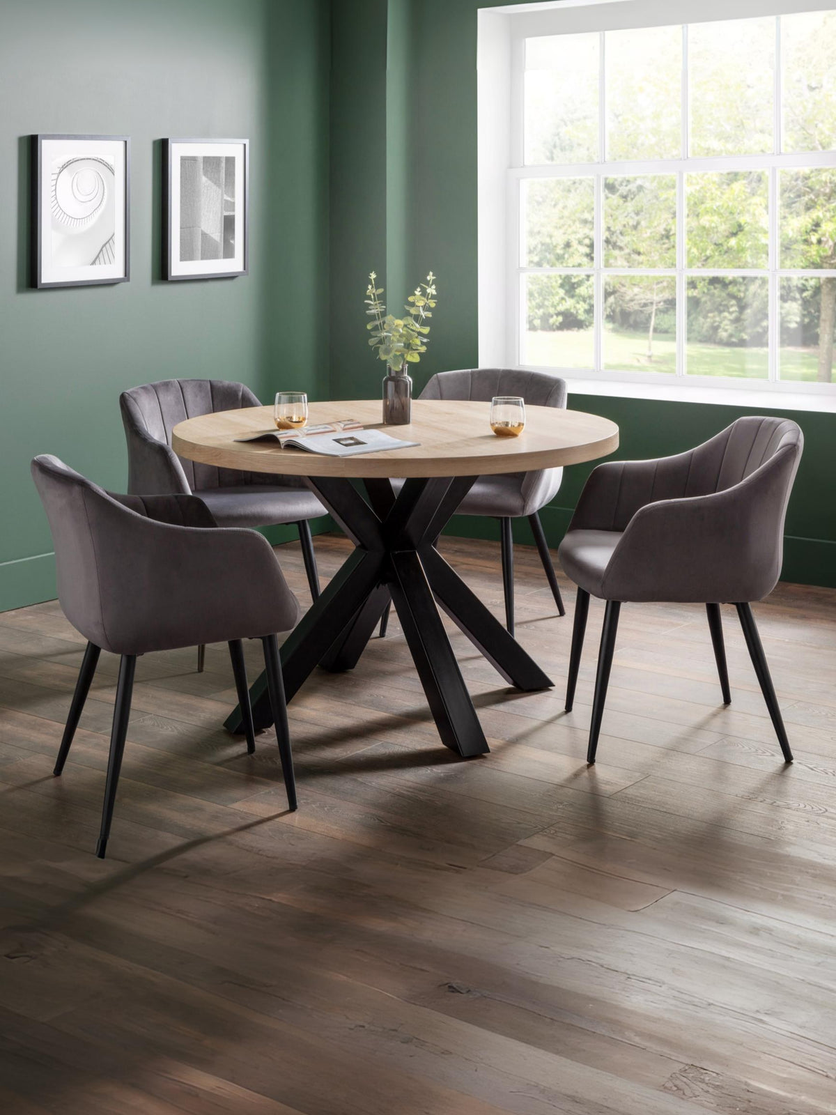 Set Of 2 Hobart Scalloped Dining Chairs - Grey