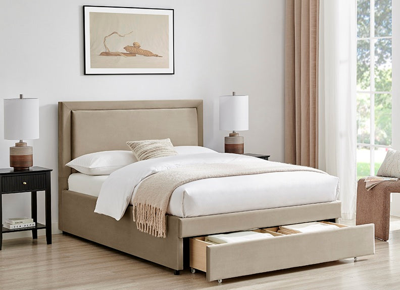 Humboldt Taupe Velvet Bed - room 