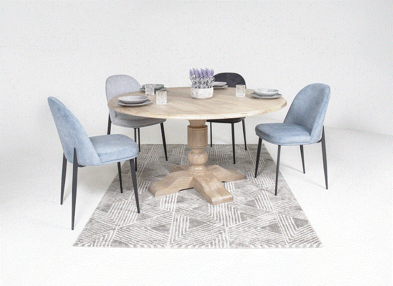 Valent Round Table W/Velvet Blue Chairs