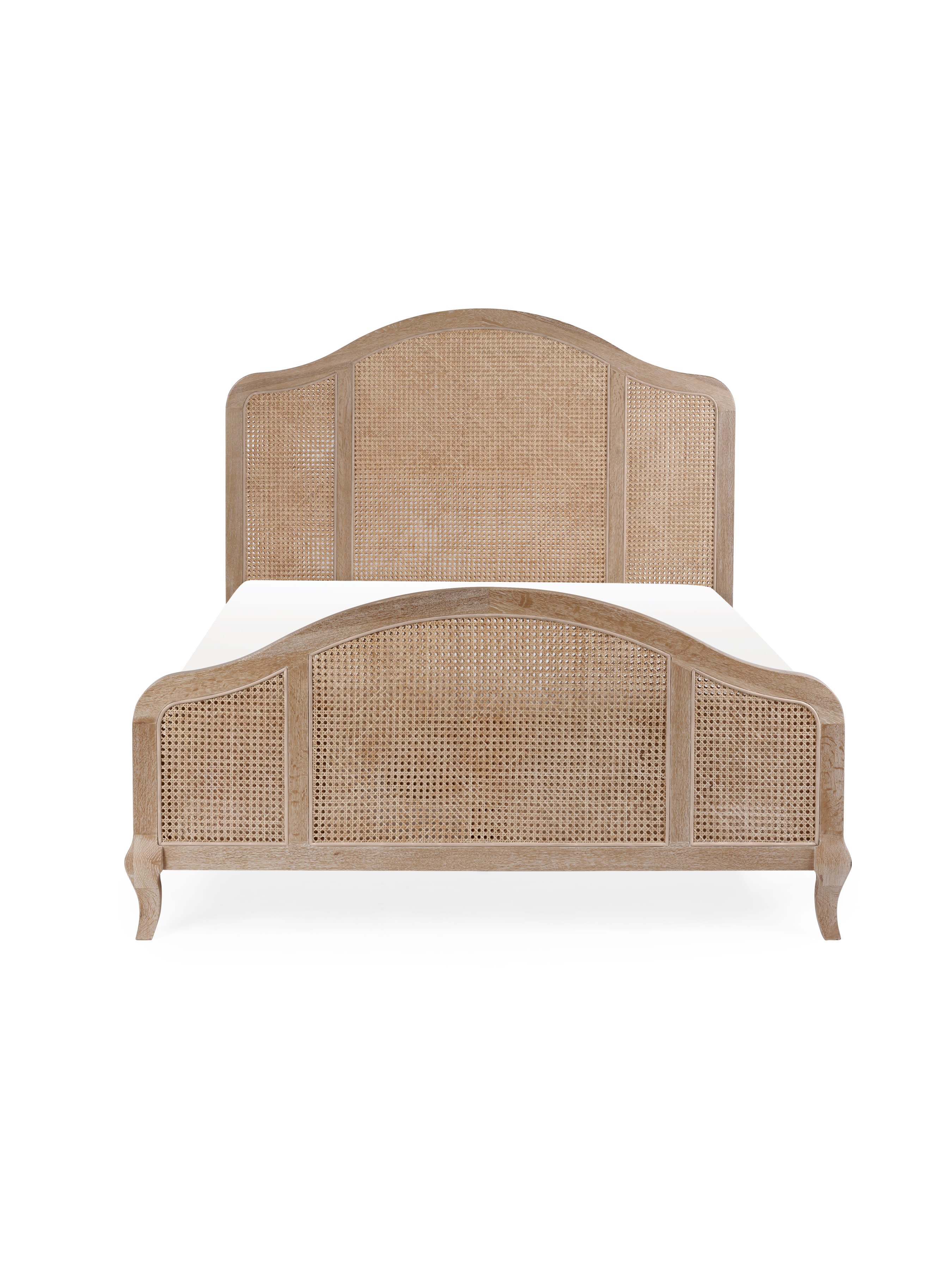 Fleur Rattan Bed 135cm - Light Oak