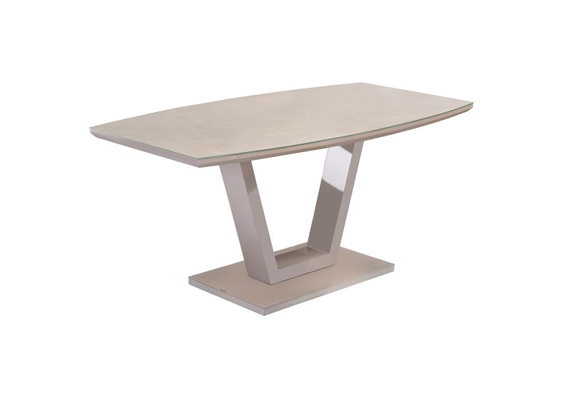 Venice Latte Marble Fixed Dining Table W/Capri PU Dining Chairs