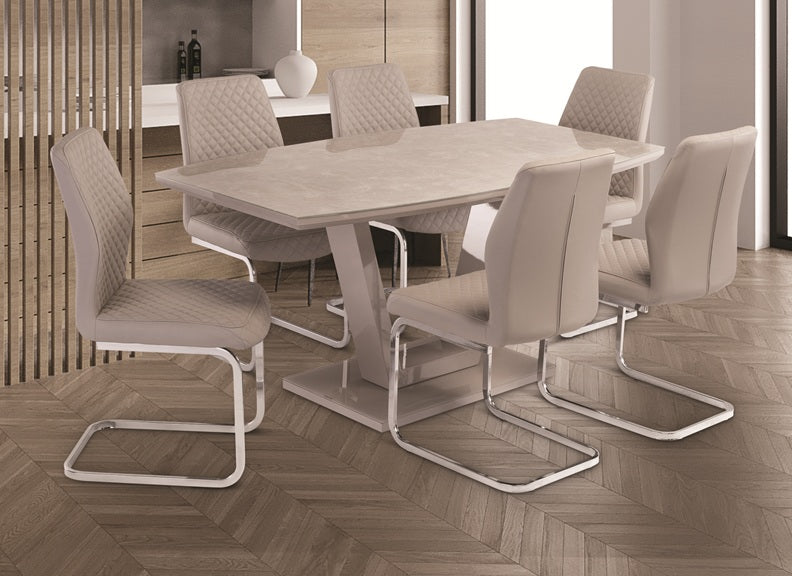Venice Latte Table & Capri Stone PU Dining Chair