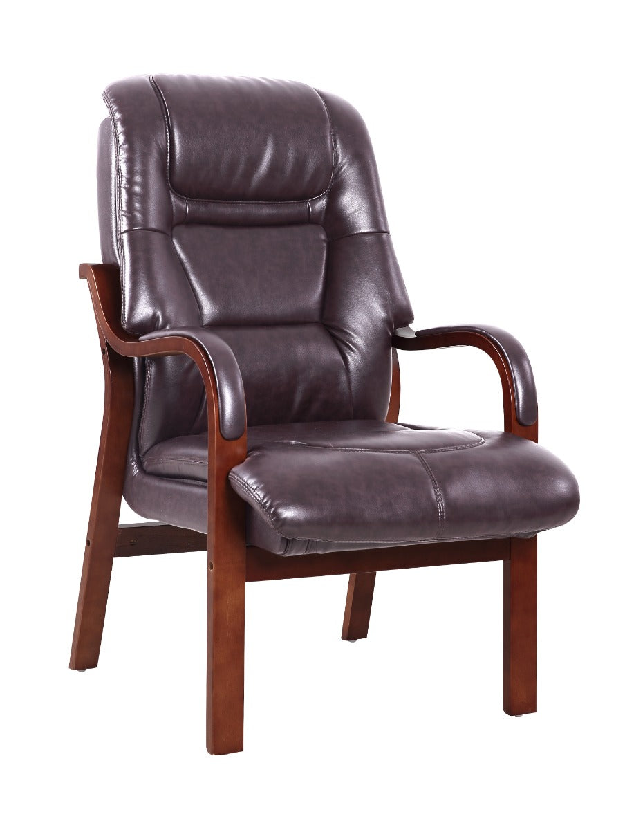 Vera Fireside Chair in Burgundy PU with Wooden Frame - Bold and Elegant Fireside Chair