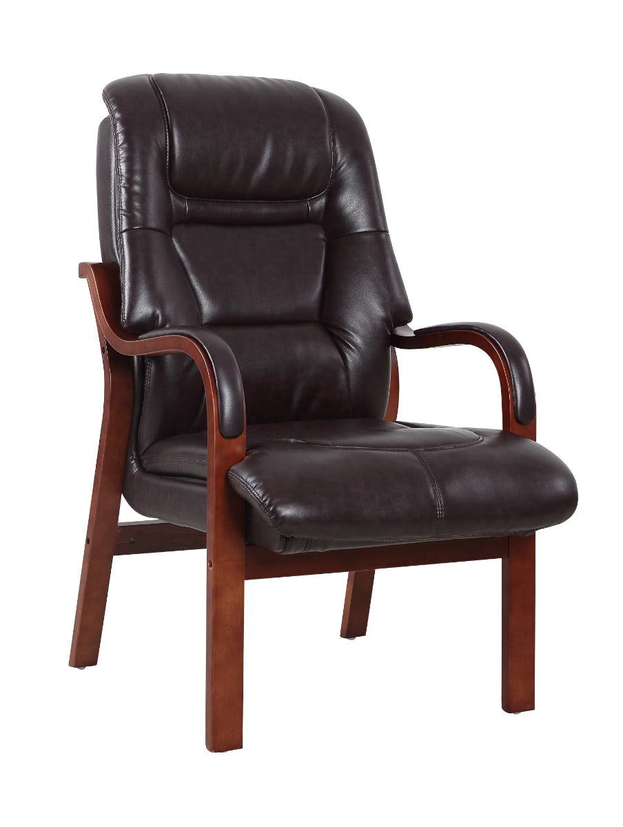 Vera Fireside Chair in Black PU with Wooden Frame - Classic and Comfortable Fireside Chair