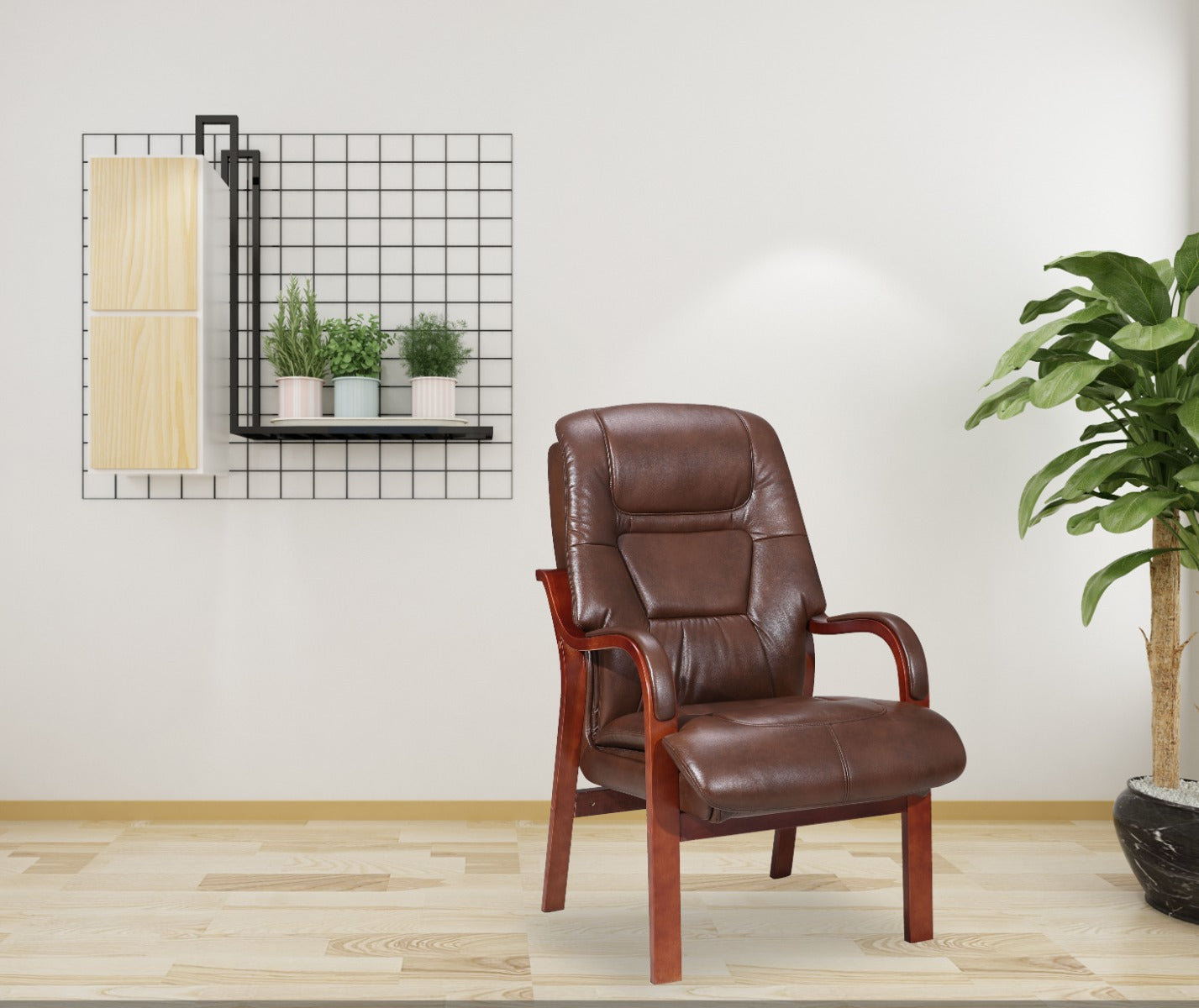 Vera Fireside Chair in Tan PU with Wooden Frame - Soft and Stylish Fireside Chair