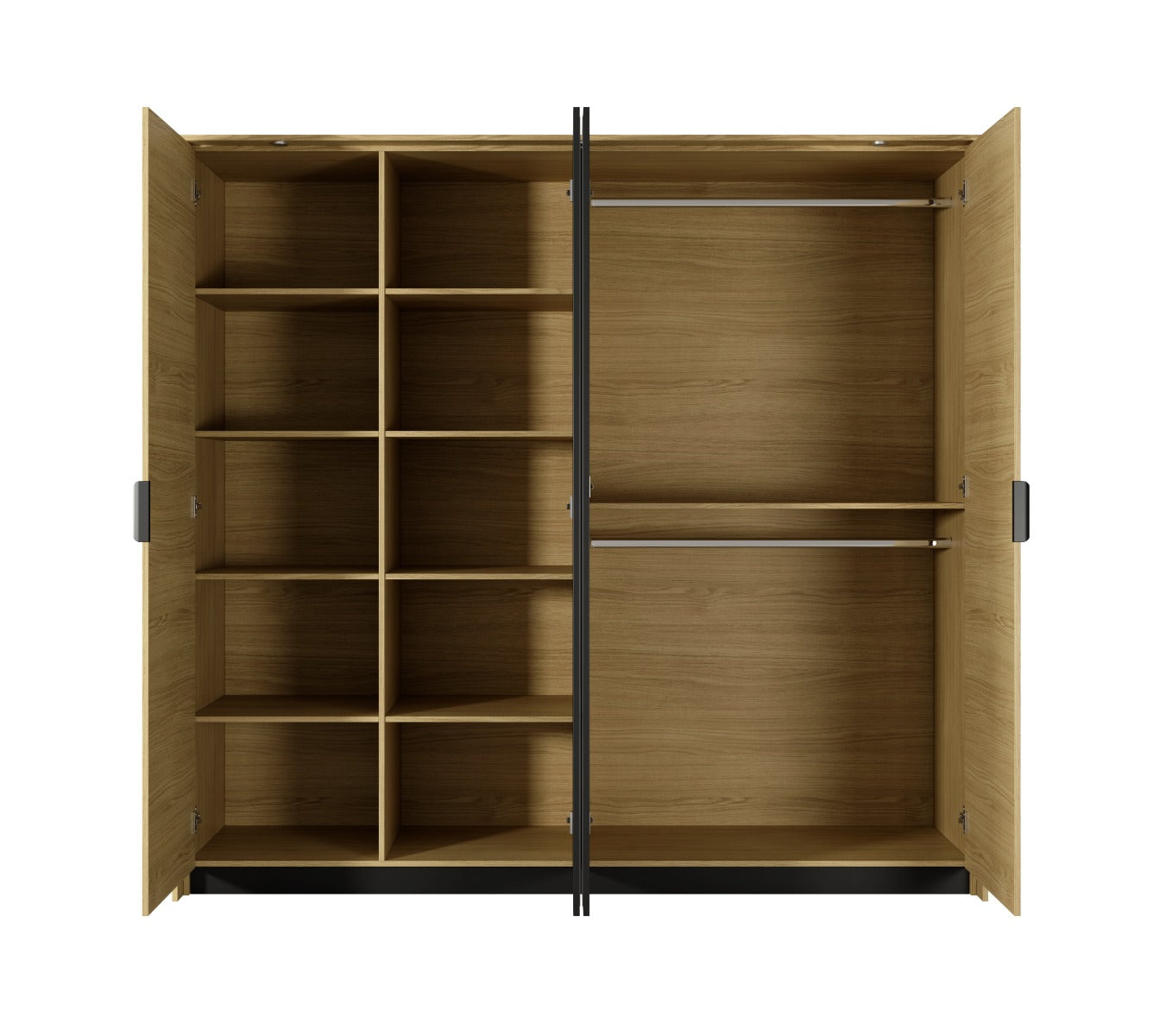 Verso 2.2m Hinged Wardrobe with Mirror Doors, Built-In Lights and free EXPRESS DELIVERY