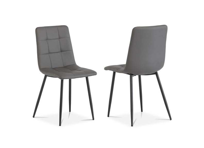 Virgo Grey PU Dining Chair With Grey Metal Legs