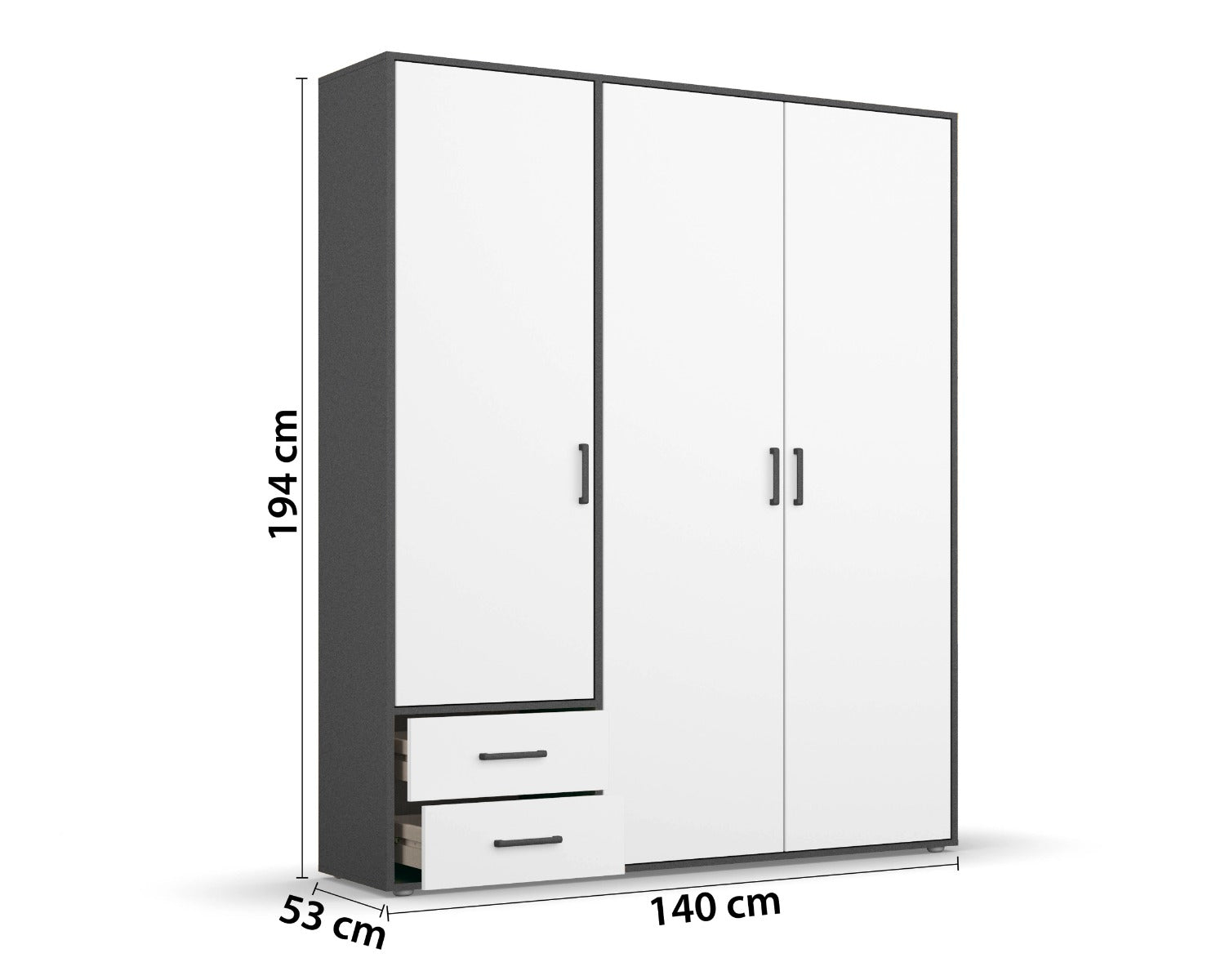 Rauch Voyager 3-Door 2-Drawer Wardrobe – Stylish Storage in Grey/White or Grey/Oak | Free Express Delivery