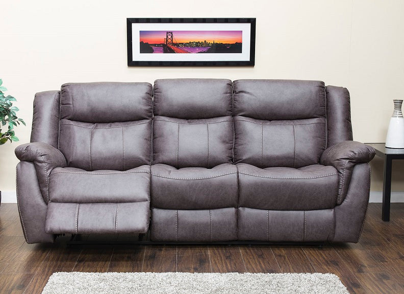 Walton Dark Grey Leatherette Three Seat Reclining Sofa