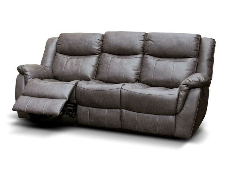Walton Dark Grey Leatherette Three Seat Reclining Sofa