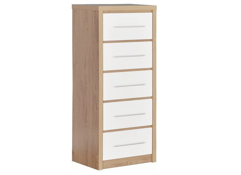 Seville White TT 5 Drw Narrow Chest