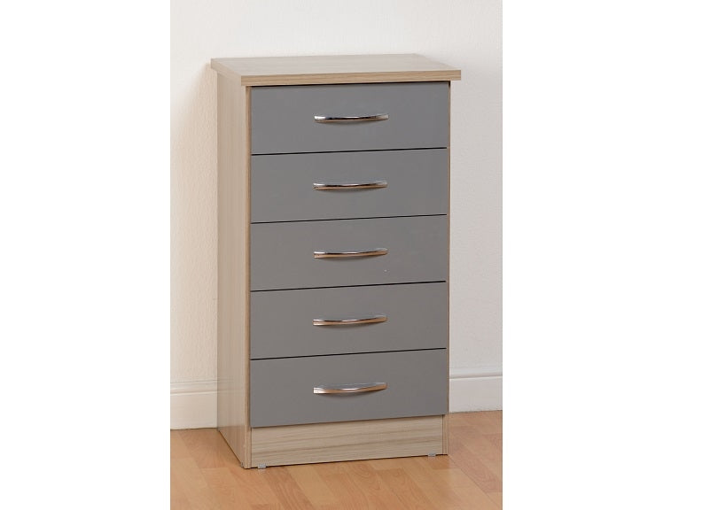 Nevada Grey Five Drawer Tall Chest
