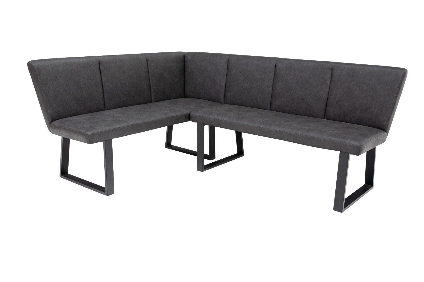 Franklin Charcoal Faux Leather Corner Bench – Industrial Style with Interchangeable Design (Pre-order for September delivery)