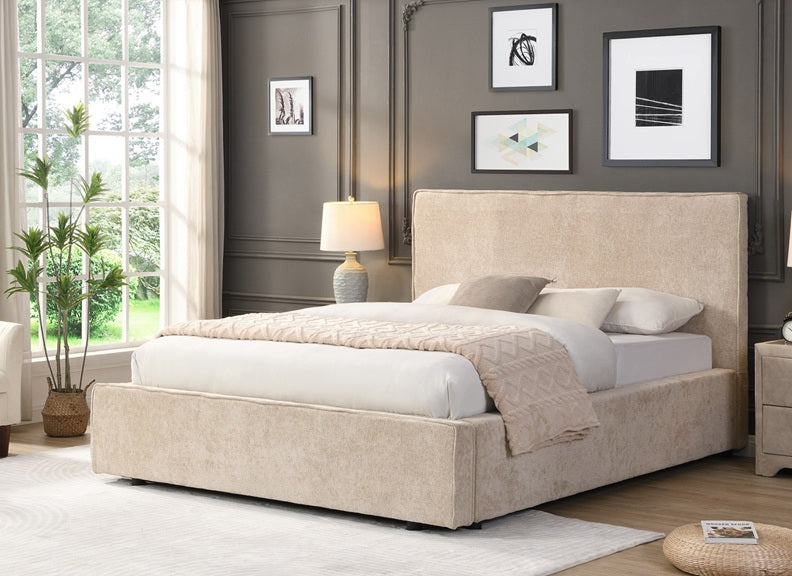 Wicklow Fabric Bed with Spacious End Drawer – Modern Upholstered Storage Bed Frame