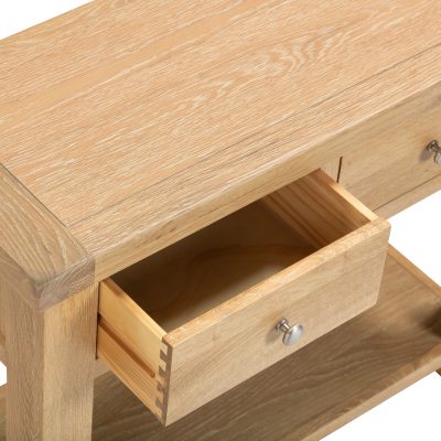 WINDSOR 2 DRAWER CONSOLE TABLE - NATURAL OAK