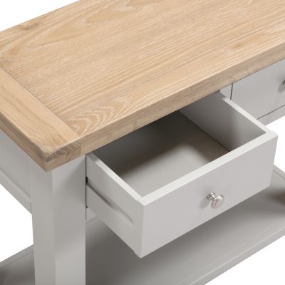 WINDSOR 2 DRAWER CONSOLE TABLE - PEBBLE GREY/OAK