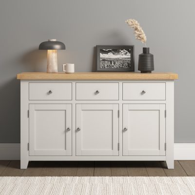 WINDSOR 3 DOOR 3 DRAWER SIDEBOARD - IVORY/OAK