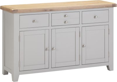 WINDSOR 3 DOOR 3 DRAWER SIDEBOARD - PEBBLE GREY/OAK