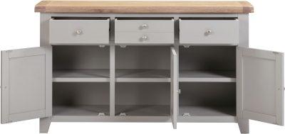 WINDSOR 3 DOOR 3 DRAWER SIDEBOARD - PEBBLE GREY/OAK