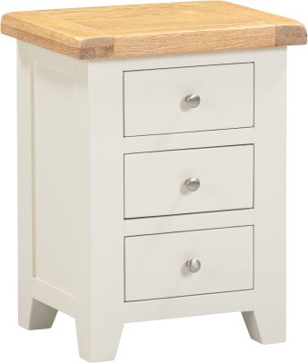 WINDSOR 3 DRAWER BEDSIDE - IVORY/OAK (PRE-ORDER FOR AUGUST)